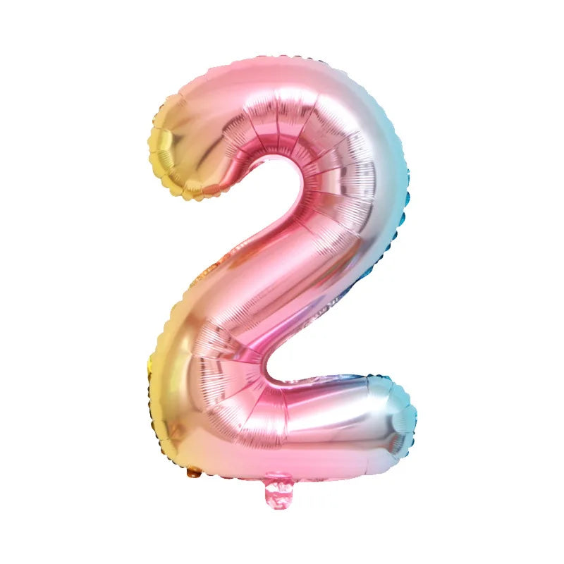 Unicorn Balloon 32inch Number Foil Balloon Set Birthday Party Decor Kids Unicorn Disposable Tableware Baby Shower Party Supplies