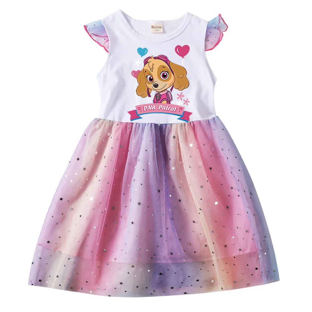 Children's Princess Dresses Girl Birthday Clothing Girls Cartoon PAW PATROL Dress Summer Cute Casual Kids Clothing Top Tee