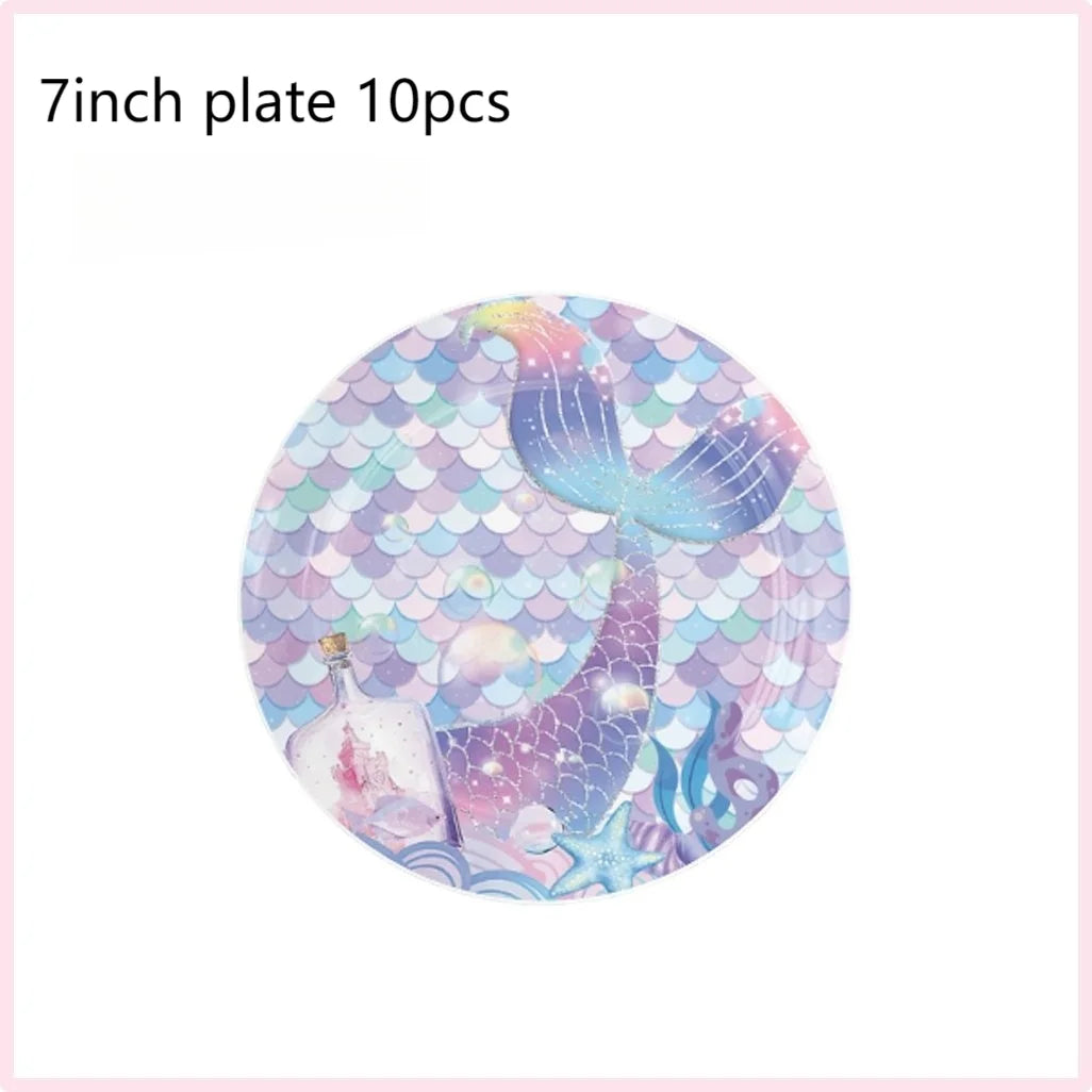 Mermaid Birthday Party Decorations Balloon Tableware Tablecloth Hanging Banner Party Decorations For Child Favors Supplies Kit
