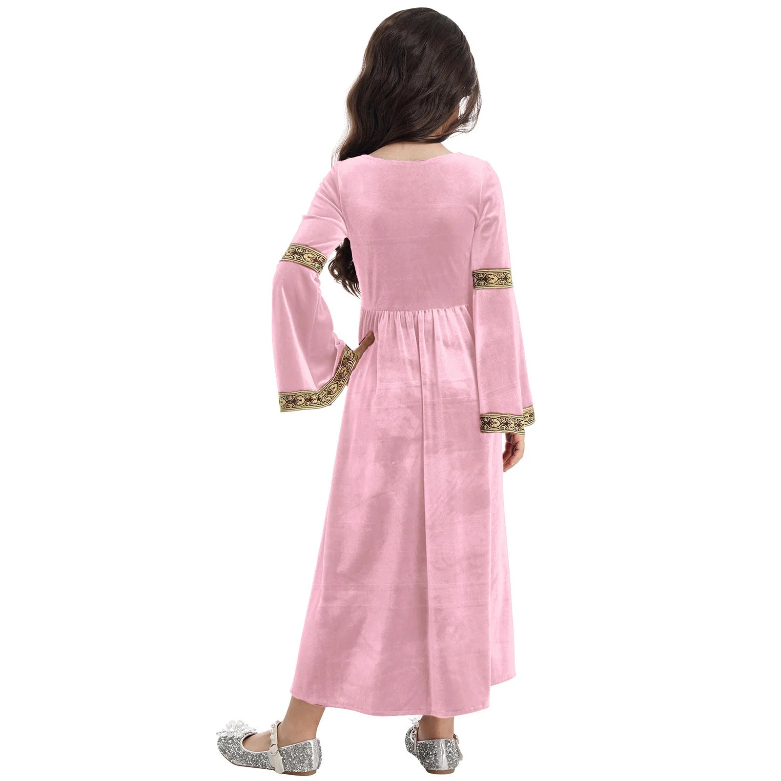 Girls Medieval Renaissance Velvet Dress Princess Queen Cosplay Costume Christmas Xmas Halloween New Year Carnival Party Dress