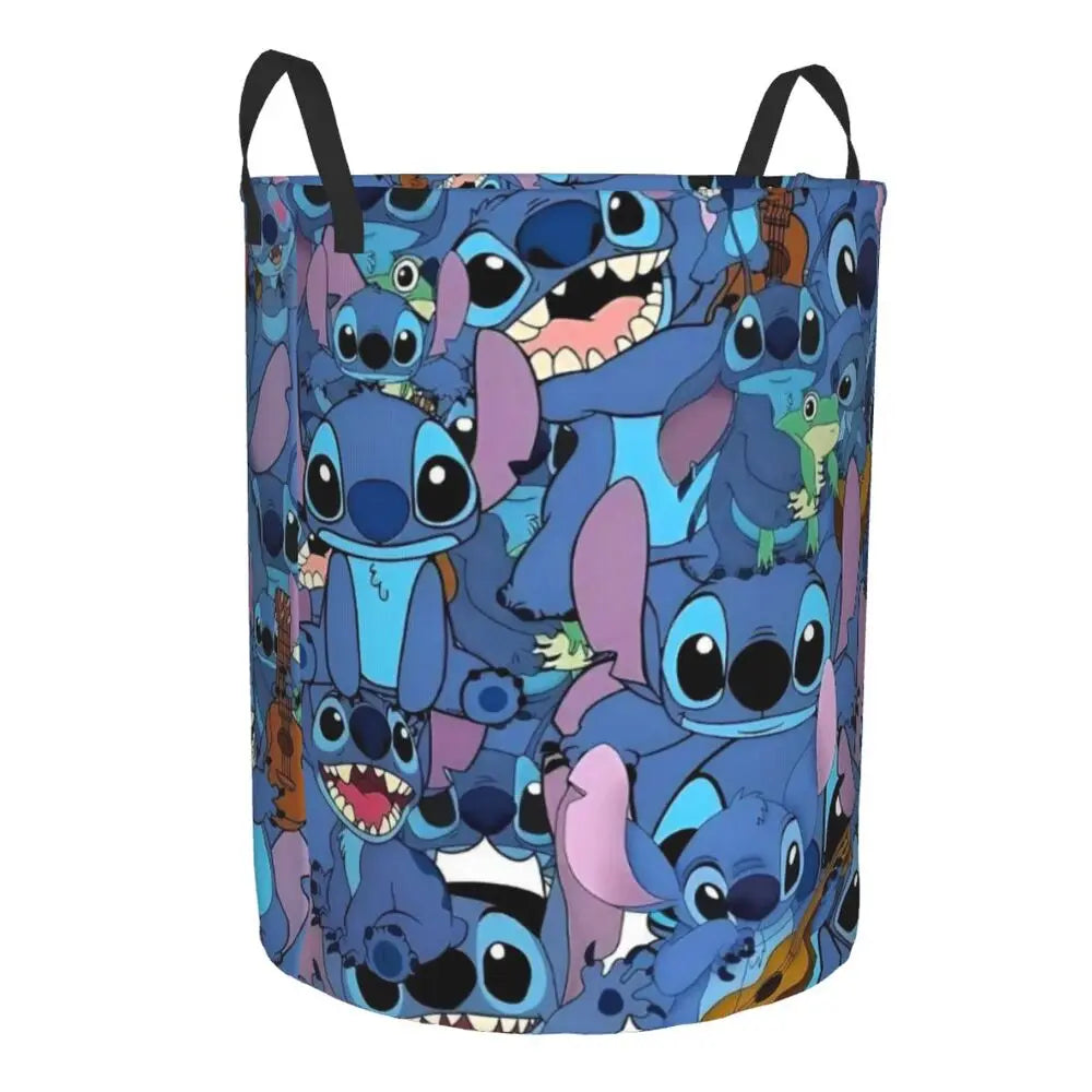 Customized SLilo And Stitch Cartoon Laundry Hamper Large Storage Basket Anime Kids Nursery Toy Organizer