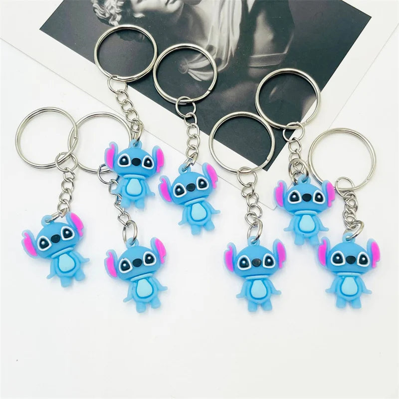 10Pcs/Lot Cartoon Cute Disnesy Stitch Mini Keychain Kawaii Doll Keyring Fashion Bag Cute Ornament Pandent for Girls Gifts Toys