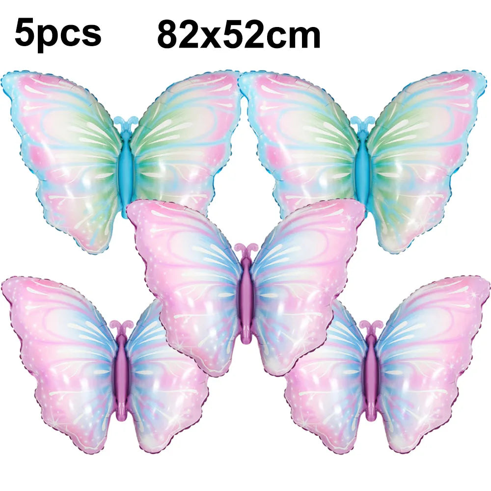 5pcs Colorful Butterfly Foil Balloons Butterfly Balloons Butterfly Themed Balloon Girl Party Birthday Wedding Baby Shower Decors