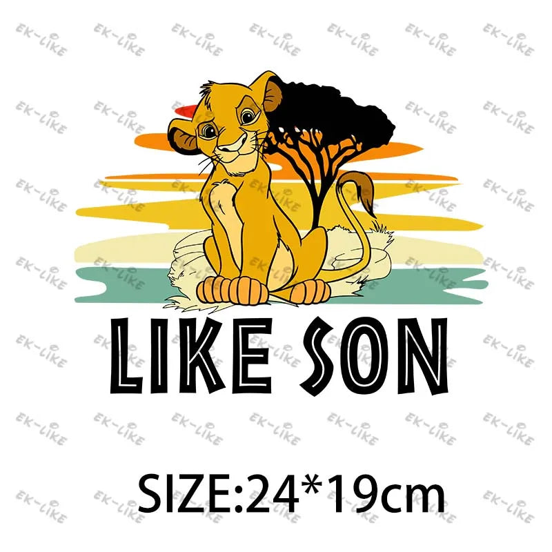 Dad Squad King Lion Toy Story Mickey Stitch Happy Father's Day Iron on Picture on Clothes Strong viscosity Diy Craft