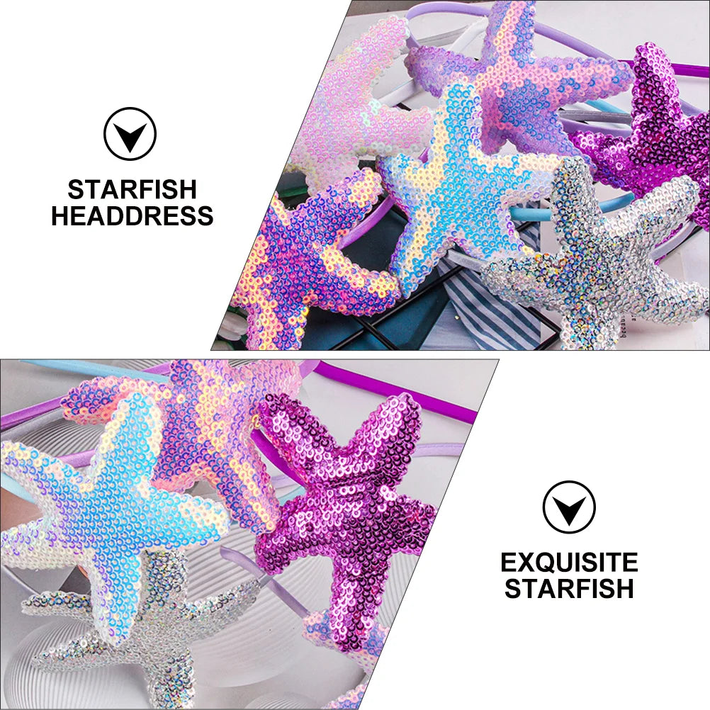 8 Pcs Headband Kids Toddler Girl Hair Hoop Marine Animal Headdress Charming Little Mermaid Party Daily Stage Performance