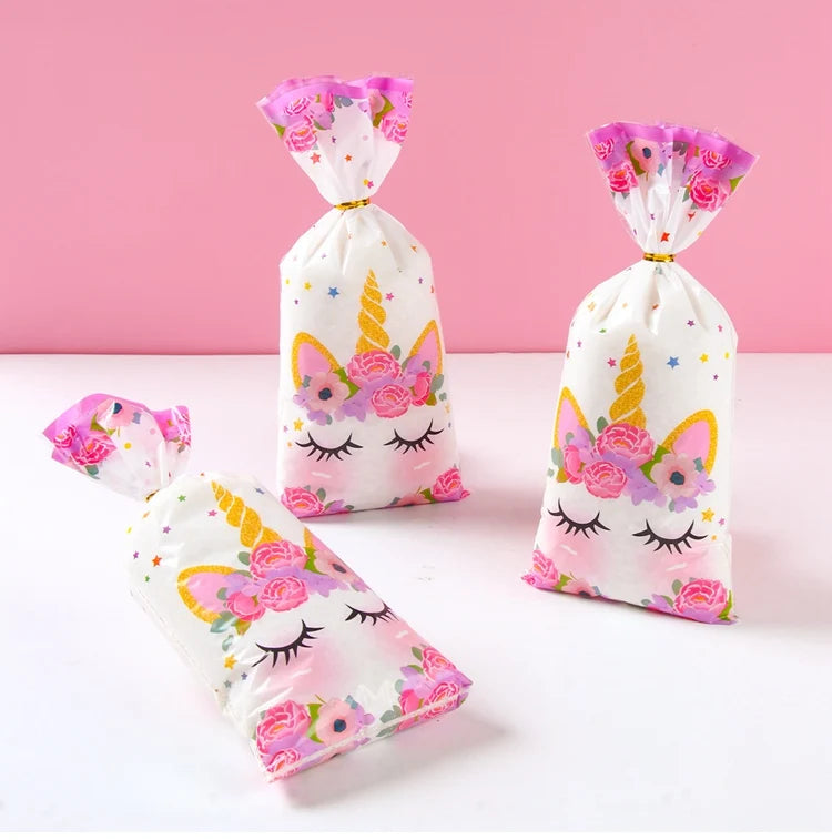 25/50/100pcs Unicorn Candy Bags Gift Packing Bags Birthday Party Decor Gift Bag for Guest Girl Birthday Supplies Baby Shower