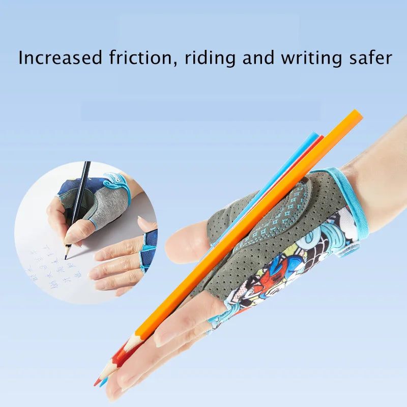 Children's Sports Fingerless Gloves Bicycle Boy Girl Cycling Anti-Wear Kids Roller Skating Training Exercise Protection Gloves