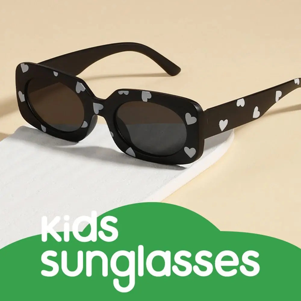 UV400 Heart Print Children Sunglasses Cute 2-8 Years Sun Protection Eyewear Kids Rectangular Sun Glasses