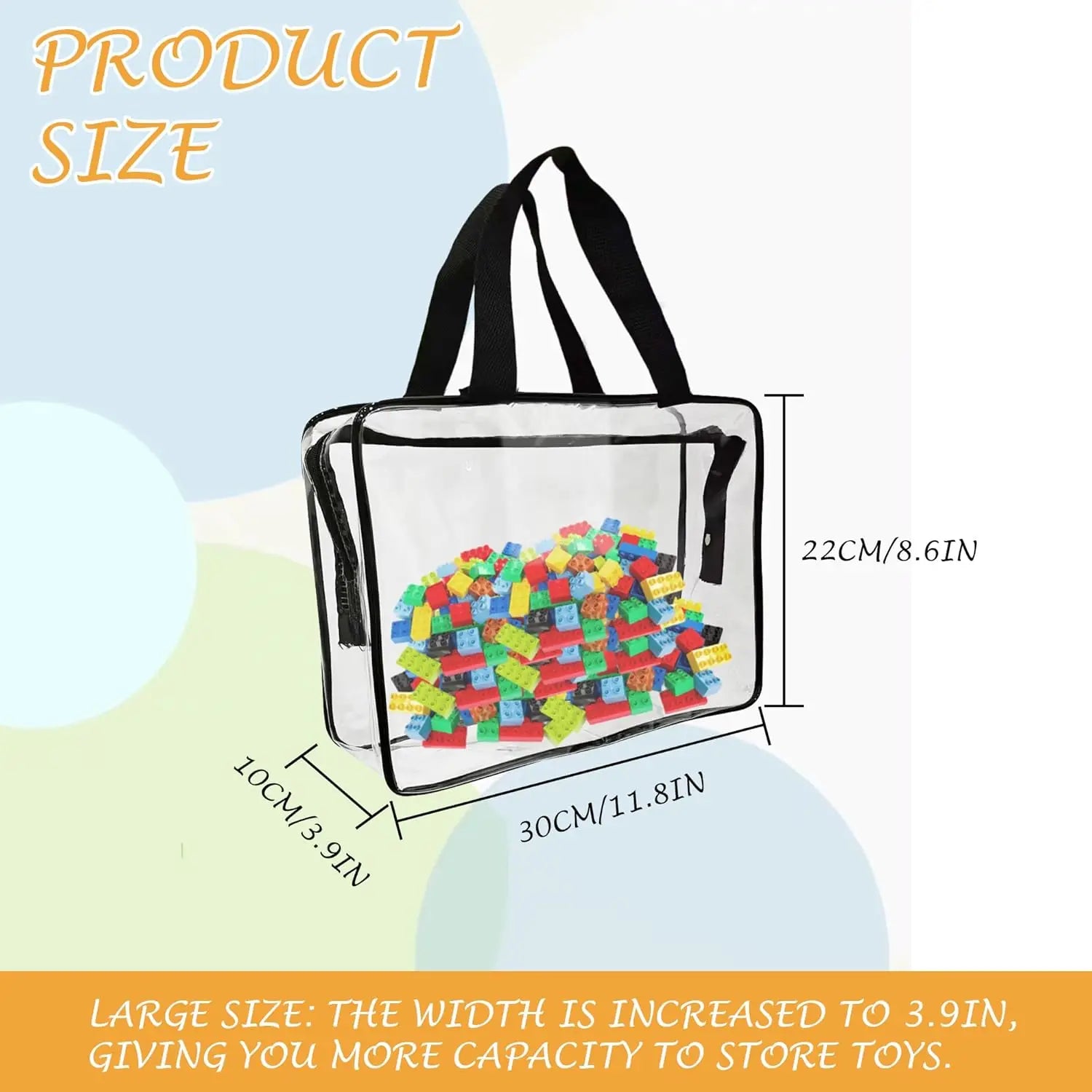 Large Toy Storage Bags Reusable Clear PVC Board Game Storage Travel Waterproof Organizer Bags for Books Building Blocks Puzzle
