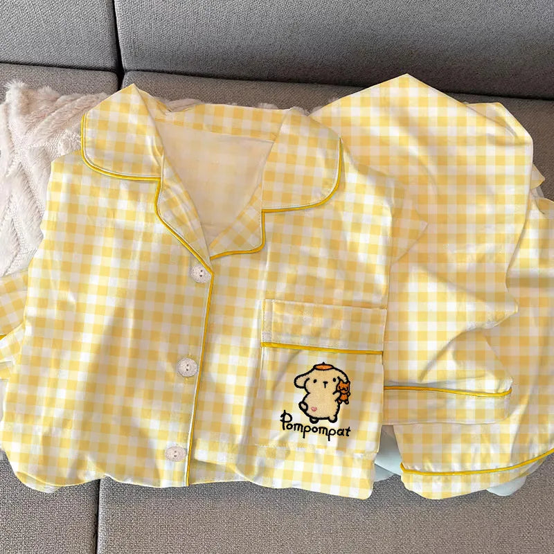 New Anime Sanrio Short Pajamas Hello Kitty Kuromi Kawaii Cartoon Loose Sleepwear Pajamas Sets Short Clothes Girl Birthday Gifts