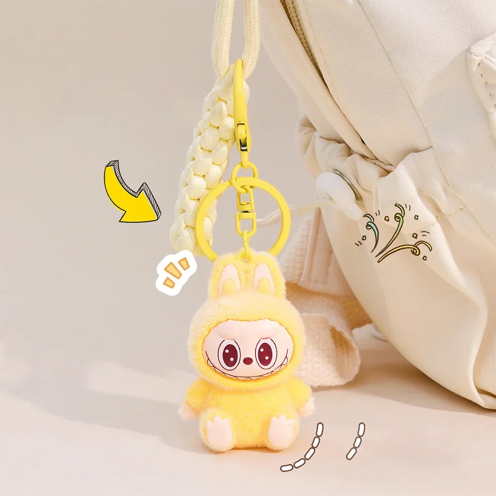 Cute Labubu Doll Pendant Keychain Exquisite Doll Fluff Pvc Toy Phone Ornaments Bag Charms Car Key Chain Kawaii Accessories Gifts