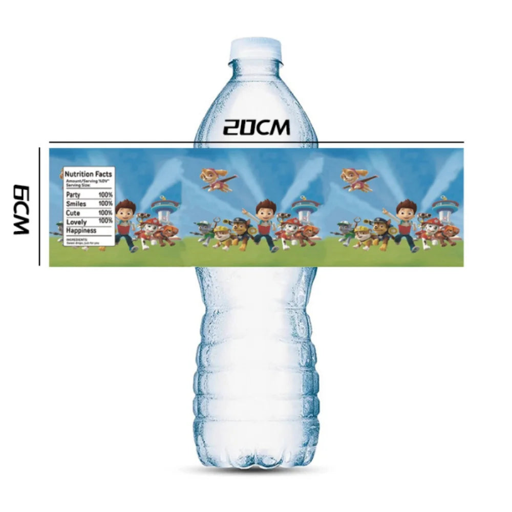 Paw Patrol Water Skye Bottle Stickers Label Pink Cartoon Anime Birthday Party Bottle Wraps Baby Shower Kids Girls Party Favor