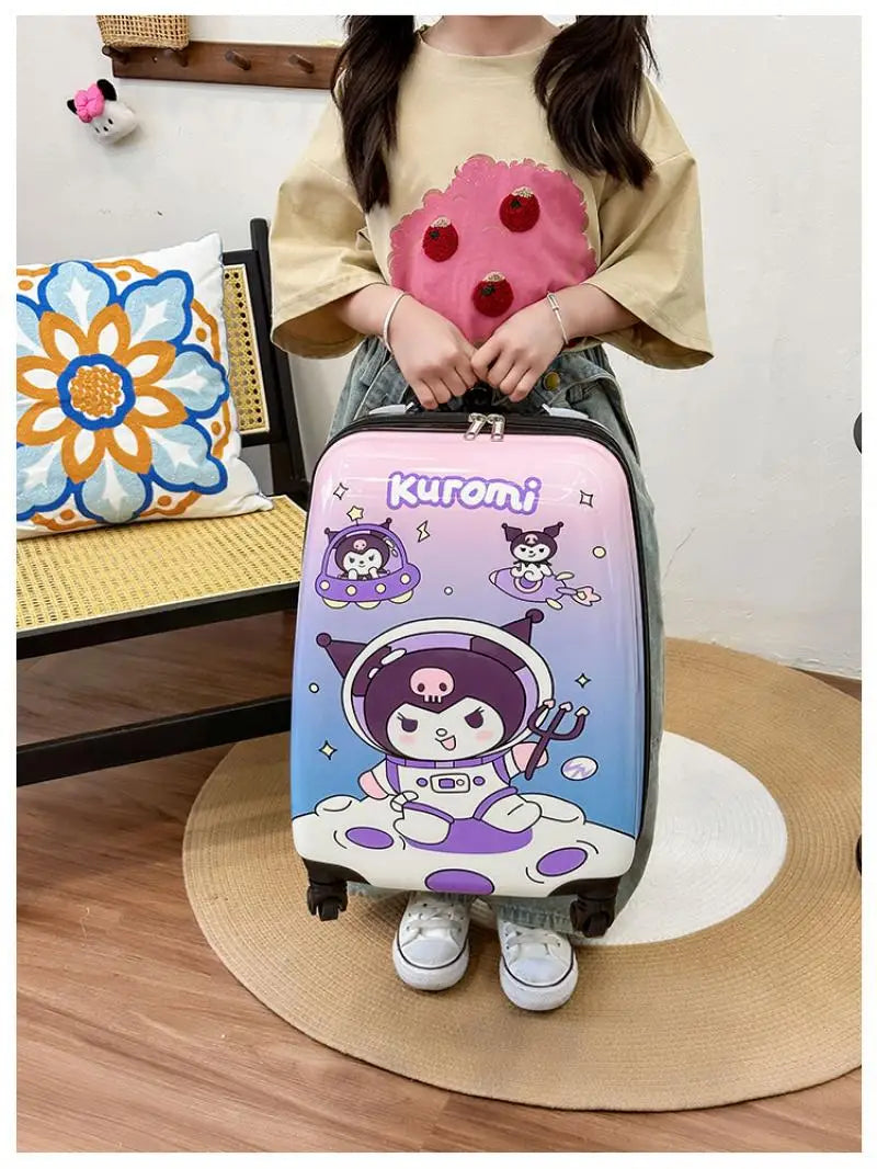 New 18-Inch Suitcase Kawaii Kuromi Kids Trolley Case Student Cartoon Luggage Girls Travel Portable Boarding Case Kids Toys Gift