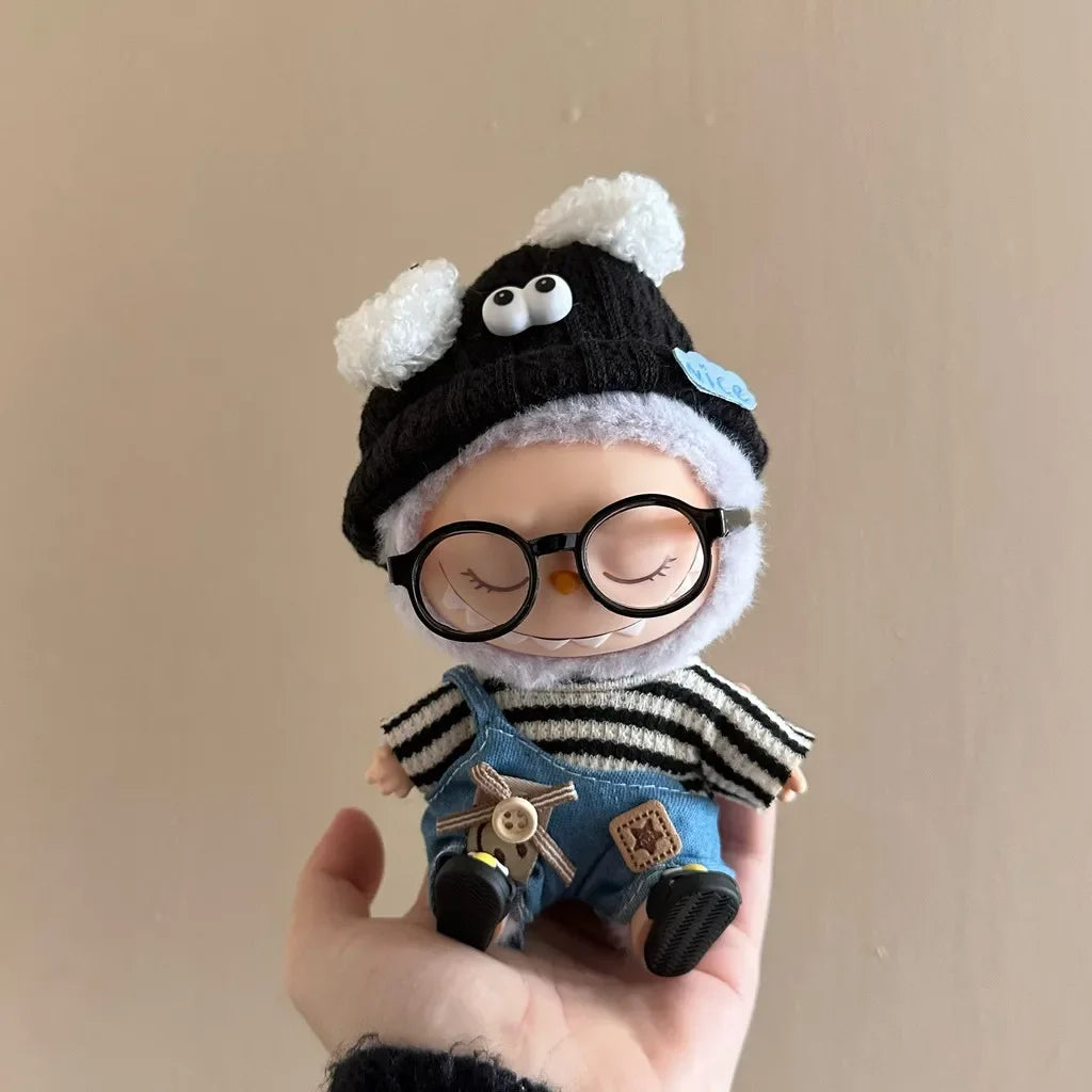 17cm Mini Plush Doll'S Clothes Outfit Accessories For Korea Kpop Exo Labubu Idol Striped clothes eyes shoes suit Clothing Gift