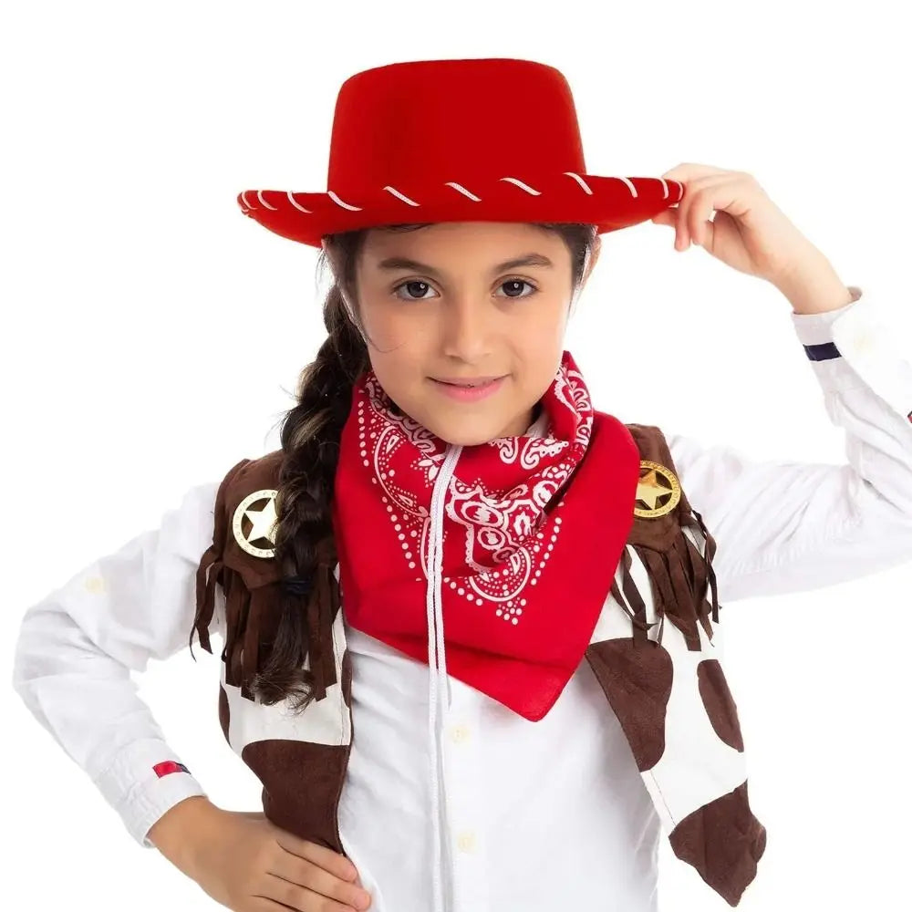 Adjustable Western Big Eaves Cowboy Hat Kids Cosplay Costume Prop Dress-up Jazz Hat Felt Princess Hat Party Cowgirl Hat
