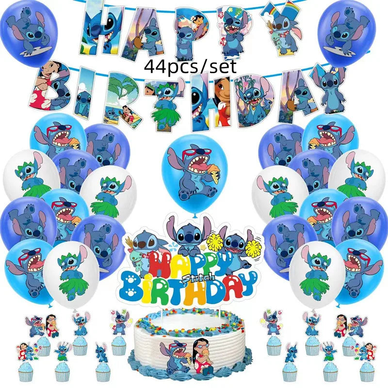 Lilo Stitch Party Supplies Paper Cup Plate Balloon Tablecloth Cake Toppers For Kid Boy Birthday Party Decoration Baby Shower