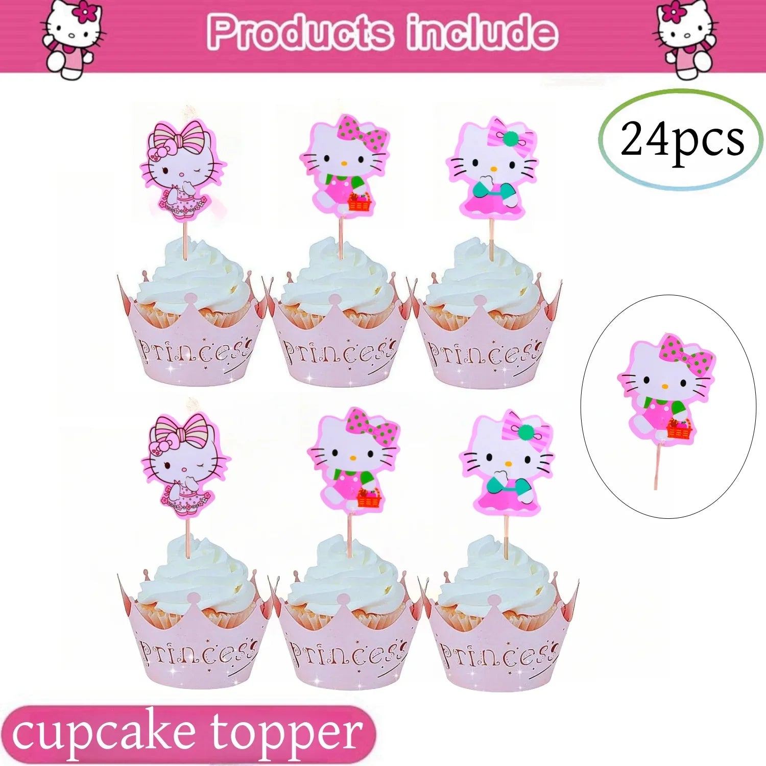 Hello Kitty Birthday Party Decorations Kawaii Cat Tableware Plate Tablecloth Baby Shower DIY stickers Girls Gifts Party Supplies