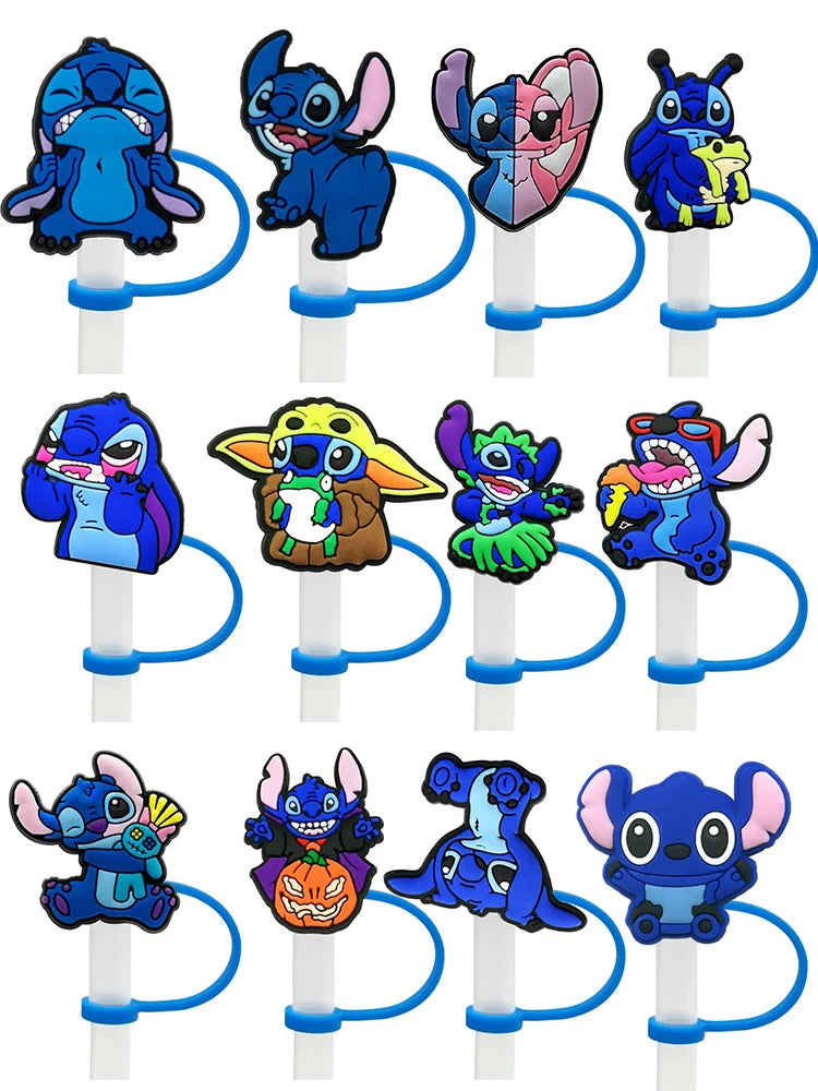 Hot Toys Stitch Straw Cover for Stanley Cup,Straw Topper Compatible with 30&40Oz Tumbler Handle,10mm/0.4in Silicone Straw Cover