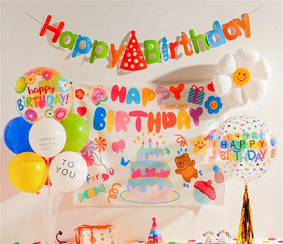 Unicorn Decoration For Birthday Girl Happy Birthday Unicorn Them Deco Kit Tableware Background Banner Balloons Supplies For Kids