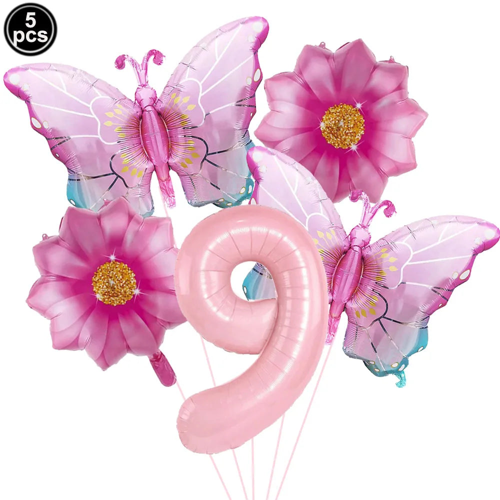 5pcs Colorful Butterfly Foil Balloons Butterfly Balloons Butterfly Themed Balloon Girl Party Birthday Wedding Baby Shower Decors