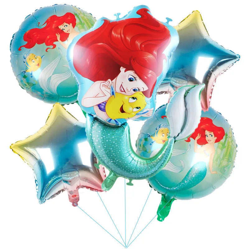 Mermaid Ariel Princess Birthday Party Decorations Disposable Tableware Plate Straw Cup Balloons Baby Shower Party Supplies