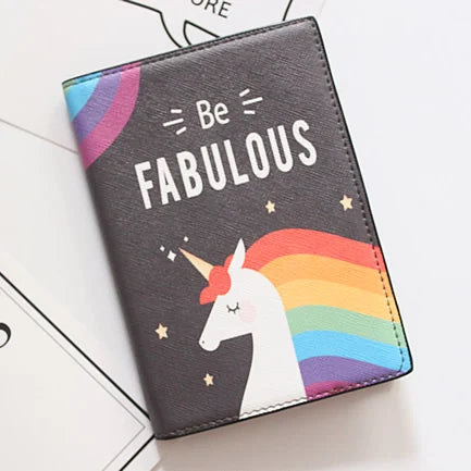 Cute Unicorn Girls Travel Abroad Passport Protection Set Waterproof  Passport Holder Card Wallet
