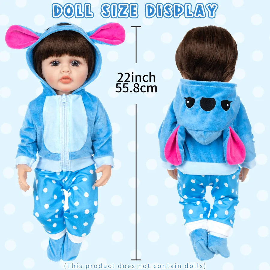 New Stitch 18/22inch Dolls Clothes Conjoined Pajamas with Hat Doll Baby Reborn Hoodies Rompers Kids Birthday Festival Gifts Toys