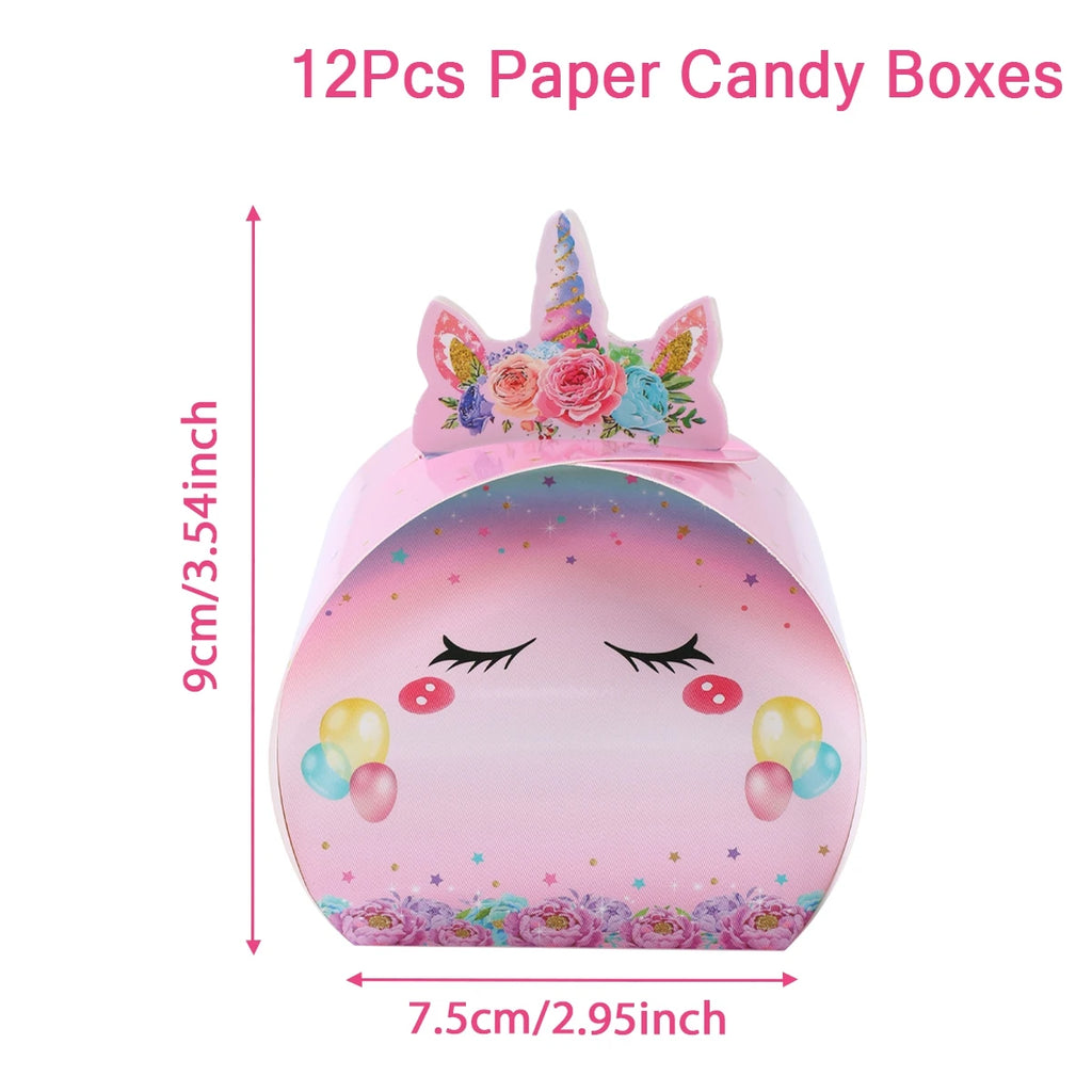 Rainbow Unicorn Handbag Candy Bag Happy 1st Birthday Party Decorations Kids Favors Gift Unicorn Box Baby Shower Girls Supplies
