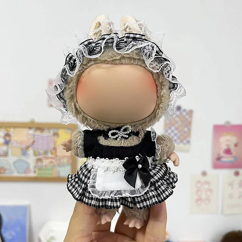 Cute Mini Plush Doll'S Clothes Outfit Only Clothing Accessories For 17cm Labubu Dolls Sweater Hoodie Clothing DIY Kids Gifts