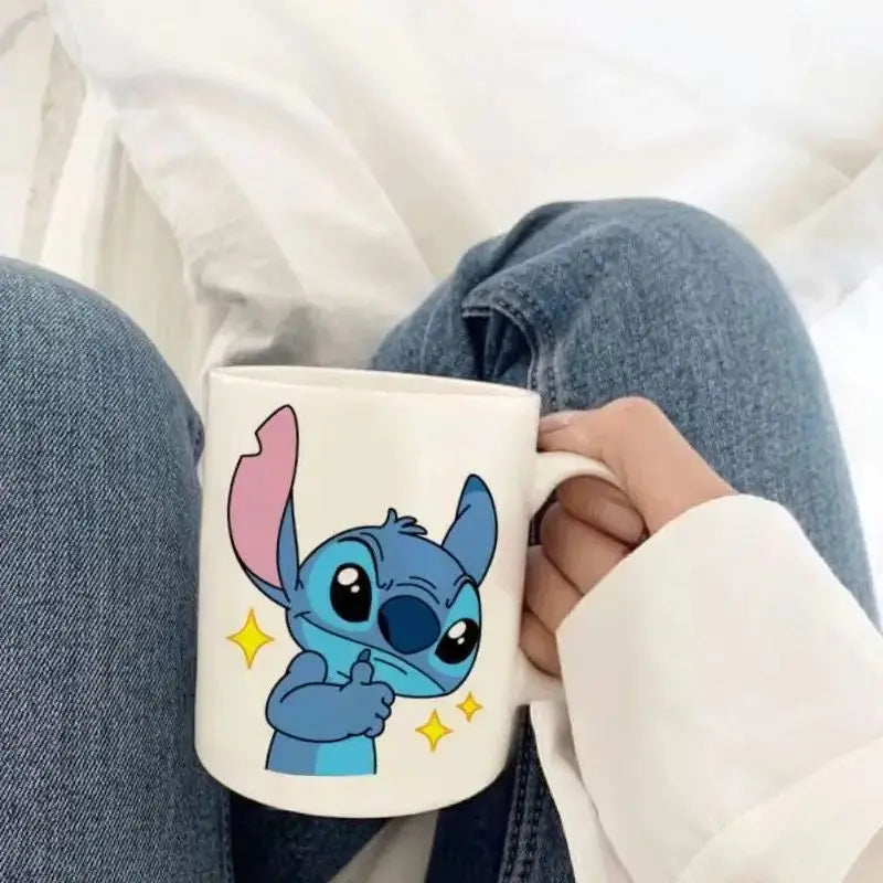 Cute Stitch Ceramic Mug Cartoon Animation Funny Mugs Coffee Cups Child Personality Drinking Cup Friend Birthday Gift