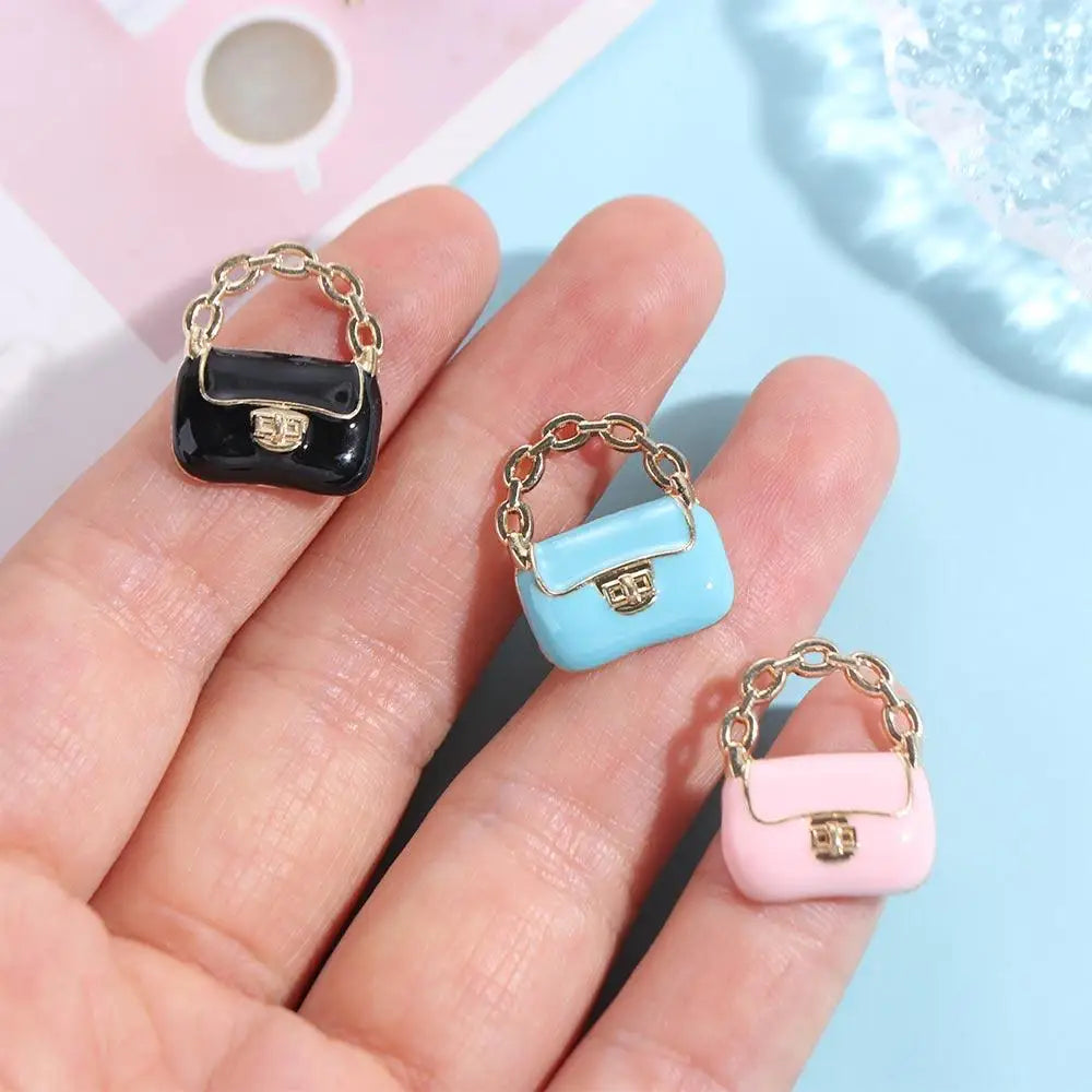 DIY Toy Dollhouse Miniature Metal Handbag Black/White Cute Doll Miniature Bag Decoration Fashion Dollhouse Mini Metal Chain Bag