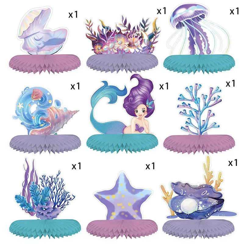 Little Mermaid Party Favors Memmaid Glasses/Tattoo Stickers/Headband/Clap Circle Toy Girls Birthday party gift Decor Baby Shower