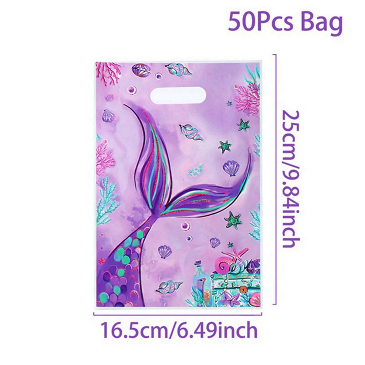 Mermaid Tote Bag Under The Sea Theme Little Mermaid Happy One Birthday Party Decorations Kids Candy Cookie Handbag Baby Shower