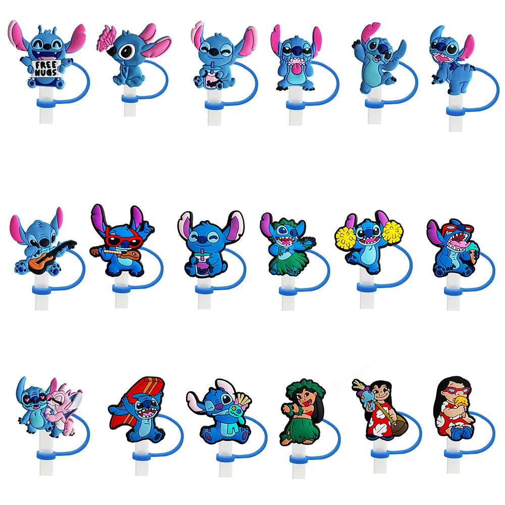 Cute Stitch Cartoon Silicone Straw Covers For Water Glass Bottle Drinking Dust Cap Straw Tips Cover Cup Accessories For 10mm