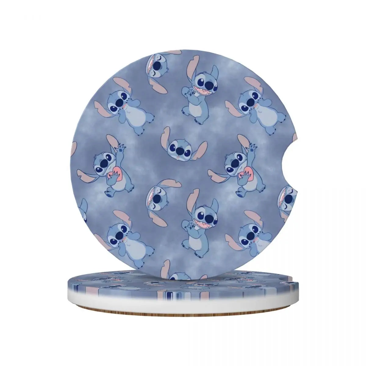 Kawaii Stitch Cartoon Car Cup Coaster 2PCS Universal Cup Holders Embedded in Ornaments Coaster Car Interior Accessories