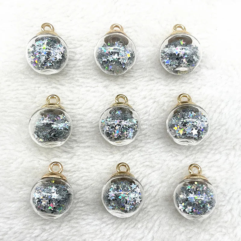 New 16mm Colorful Transparent Ball Glass Star/Round Charms Pendant Find Hair Accessories Jewelry Charms Earring