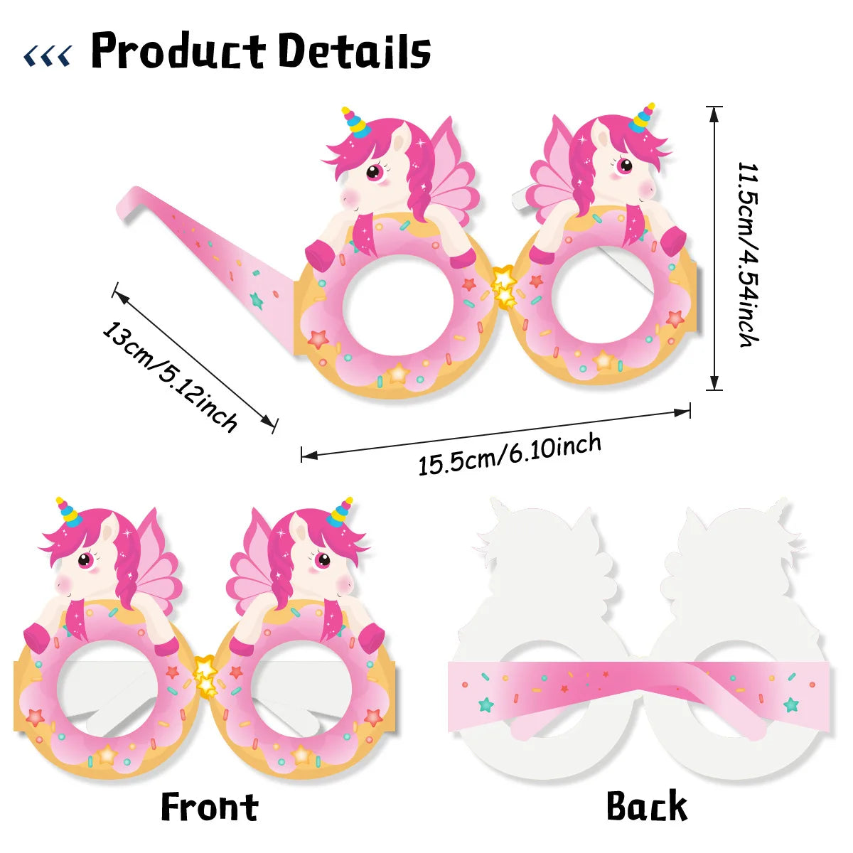 8/16Pcs Rainbow Unicorn Paper Glasses Frame Unicorn Themed Party Party Photo Prop Birthday Party Decoration Baby Shower Gift