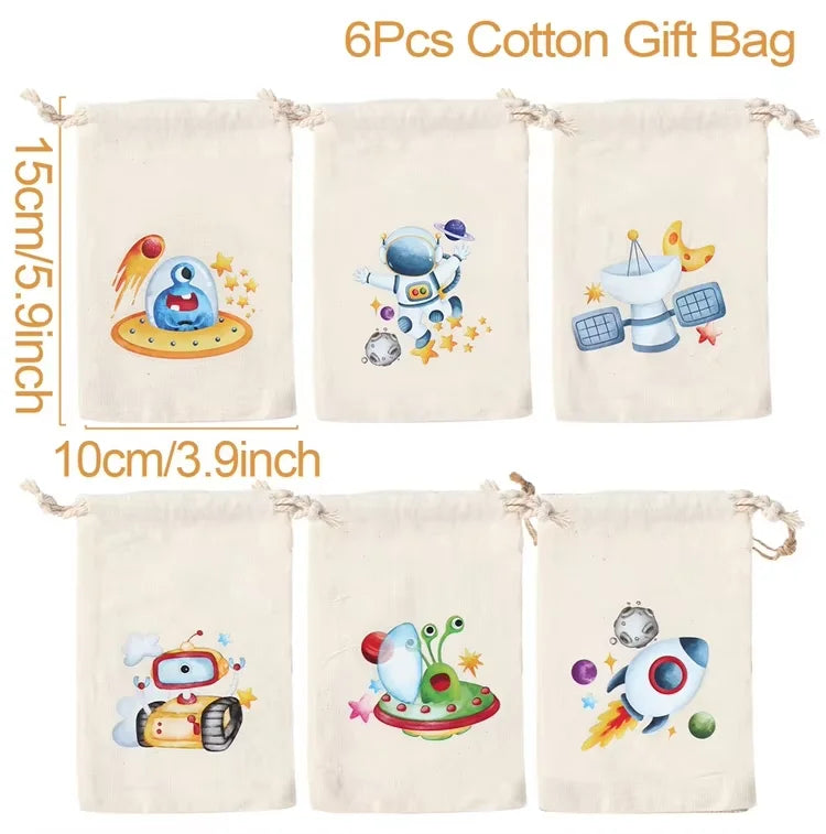 6pcs Animal Dinosaur Unicorn Cotton Linen Gift Bags Birthday Party Decor Kids Wedding Party Favor Bag Baby Shower Gift Bag