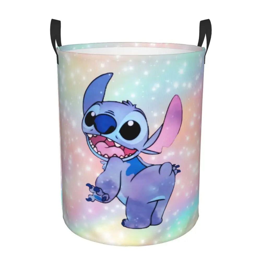 Custom I Love Stitch Laundry Basket Collapsible Toy Clothes Hamper Storage Bin for Kids Nursery