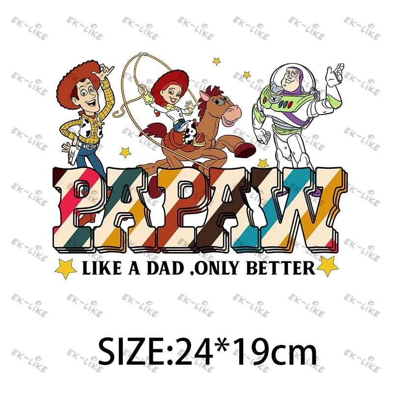 Dad Squad King Lion Toy Story Mickey Stitch Happy Father's Day Iron on Picture on Clothes Strong viscosity Diy Craft