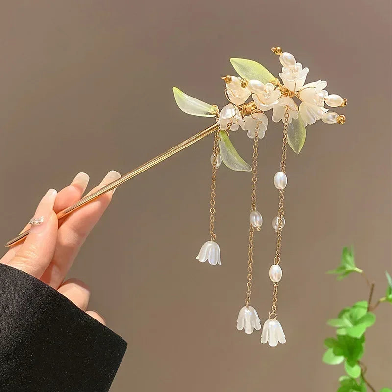 Retro Antique Tassel Phoenix Student Pearl Rhinestone Butterfly Hair Stick Jewelry Wedding Hair Accessories Charm Metal Hairpins