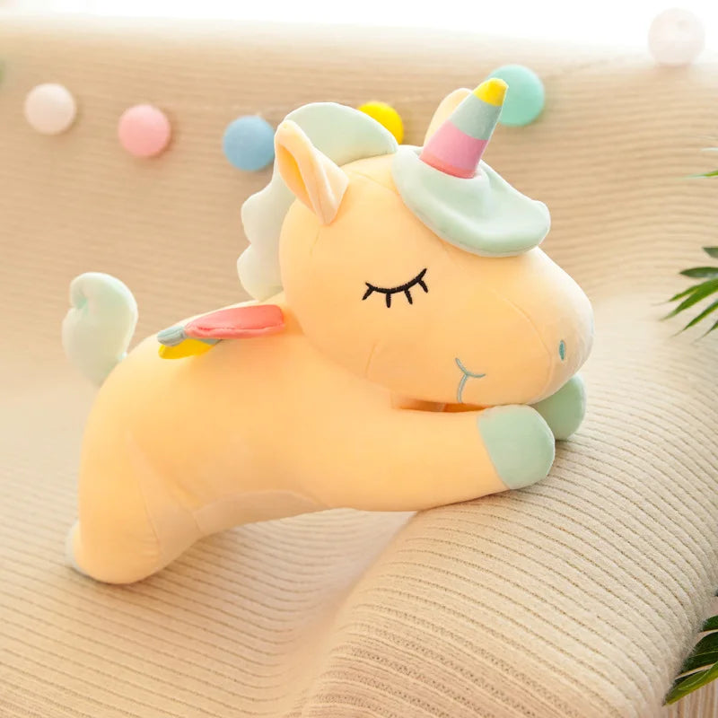Cute Pony Plush Toy Rainbow Angel Unicorn Girl Heart Plush Doll Simulation Pony Stuffed Pillow Girlfriend Birthday Gift