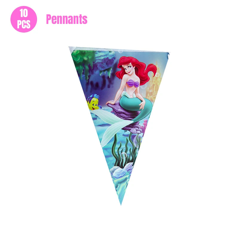 Mermaid Ariel Princess Birthday Party Decorations Disposable Tableware Plate Straw Cup Balloons Baby Shower Party Supplies