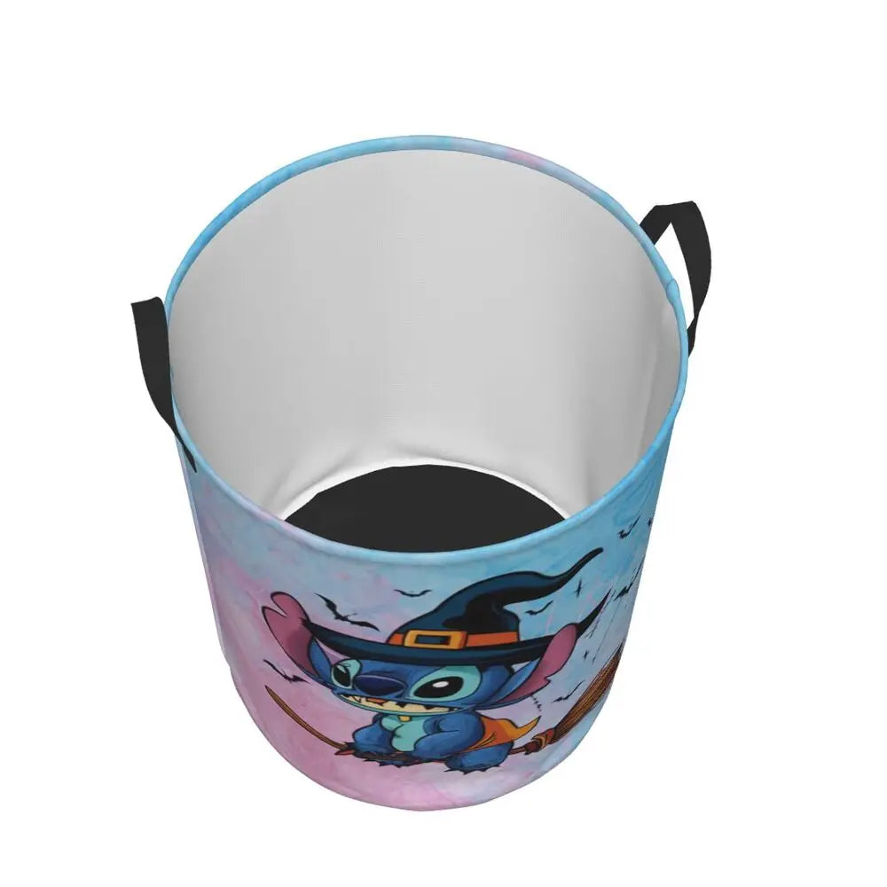 Customized SLilo And Stitch Cartoon Laundry Hamper Large Storage Basket Anime Kids Nursery Toy Organizer