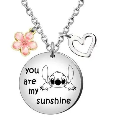 Lilo & Stitch Cartoon Metal Necklace Pendant Necklaces Characters Kids Gifts for Women Jewelry Children's Necklace Toy