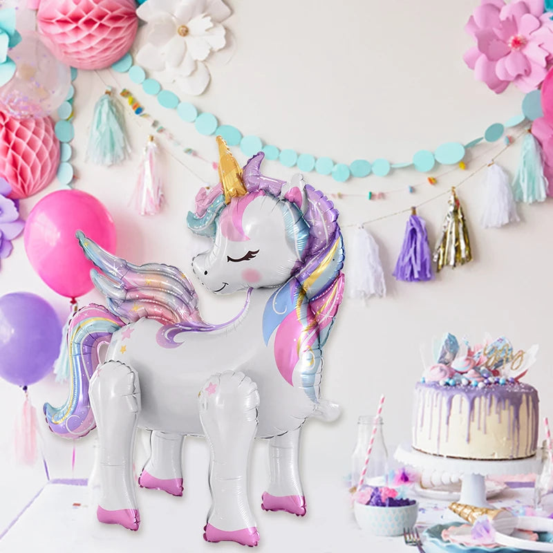 Rainbow Unicorn Standing Foil Balloons Kids Girls Unicorn Birthday Party Decoration Favors Baby Shower Supplies Animal Balloon