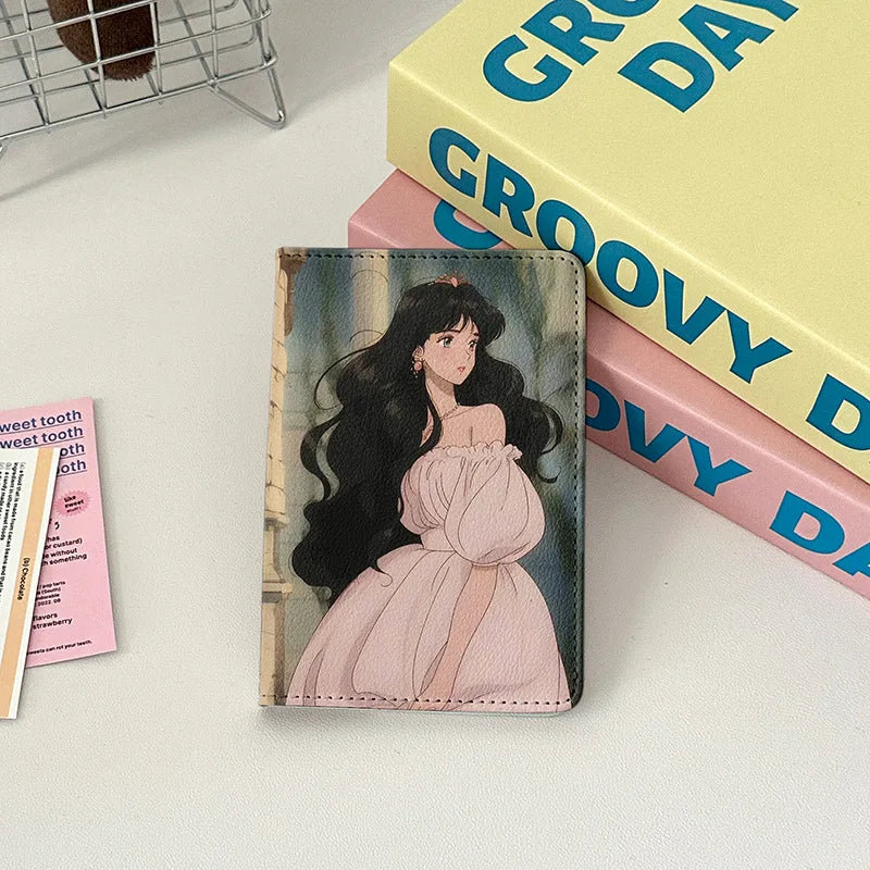 Beautiful Princess Passport Cover Passport Holder Ladies' Travel Essentials Portable Passport Wallet Girls Card Package