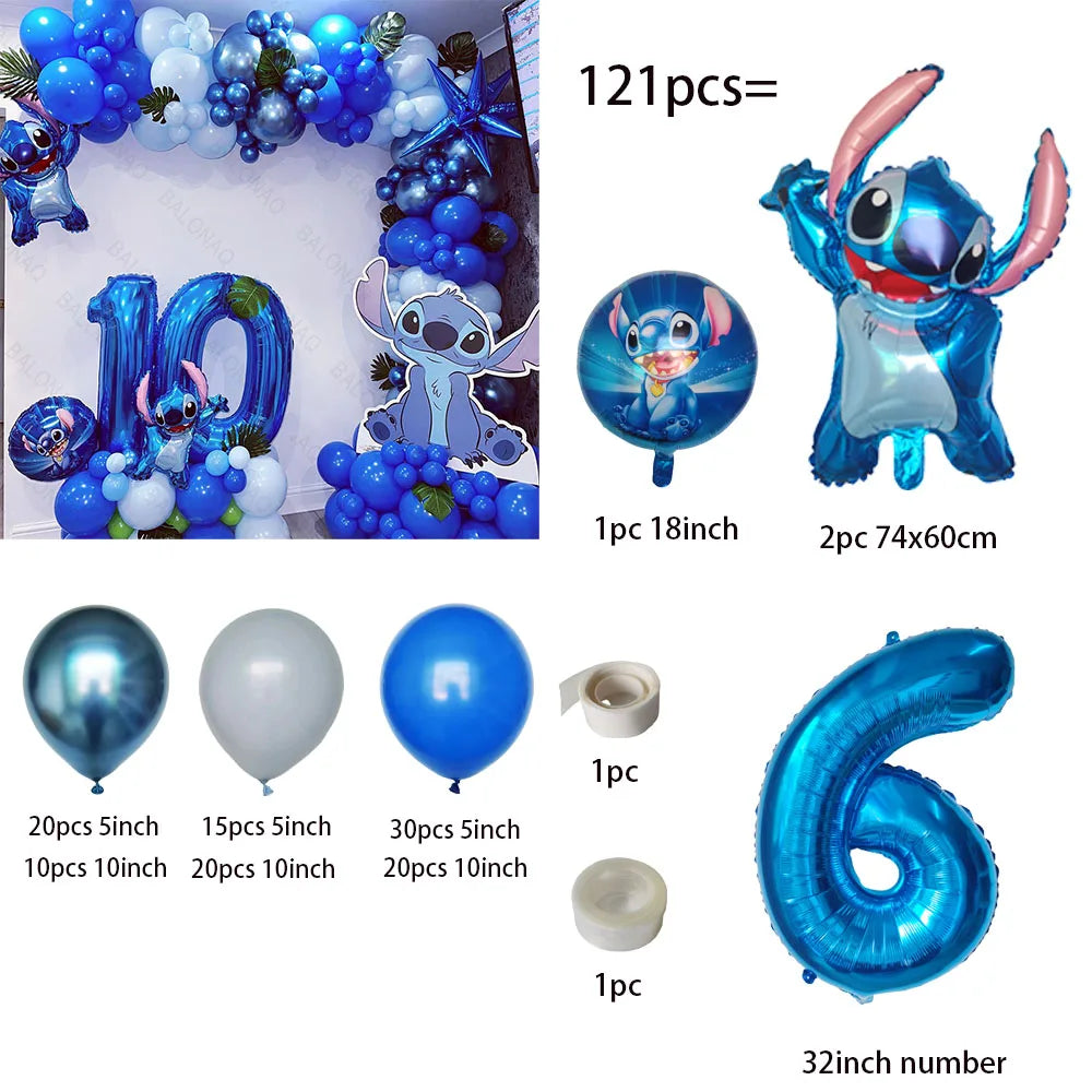 1set Lilo Stitch Arch Kit Garland Foil Helium Balloon Baby Shower Birthday Theme Party Decorations Inflatable Toys Air Globos