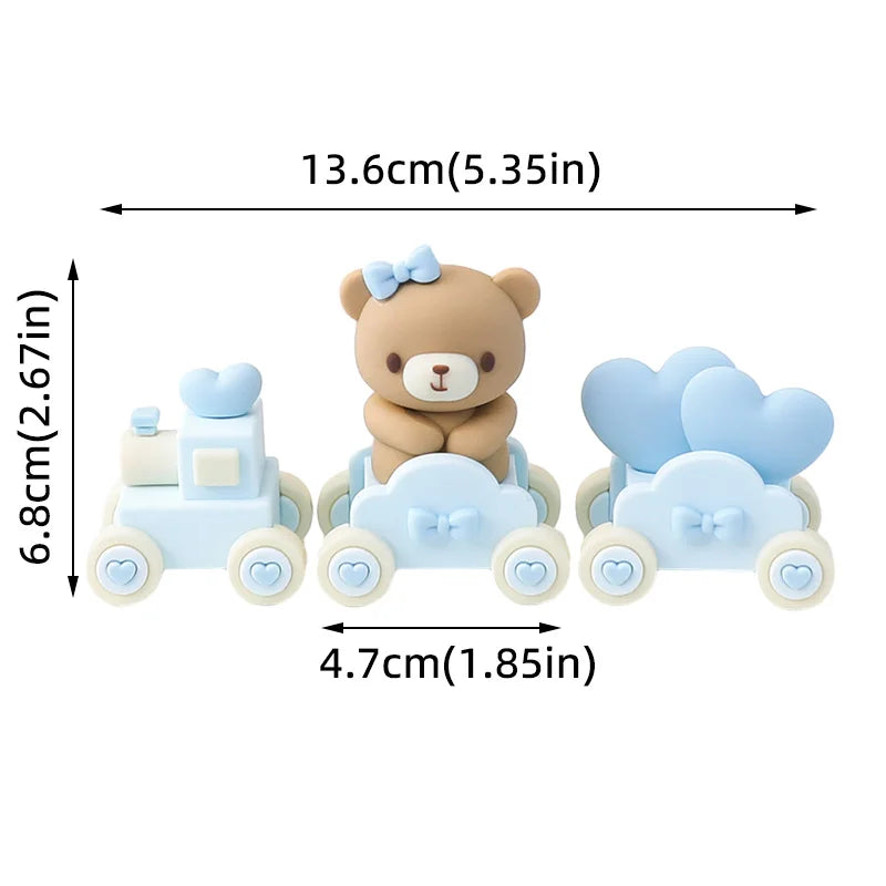 Bear Cake Toppers for Boy or Girl Baby Shower Children's Birthday Party Decoration Hot Air Balloon Cake Topper Pink Blue Green