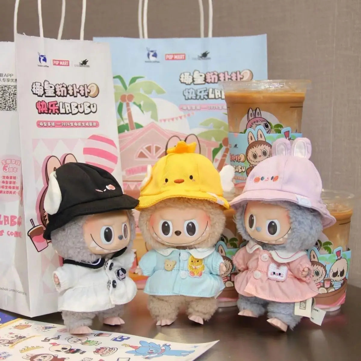 Only Skirt Hat 17cm Labubu Cute Mini Plush Doll'S Clothes Outfit Accessories Clothing Diy Kid Gift Kawaii Doll Clothes Girl Toys